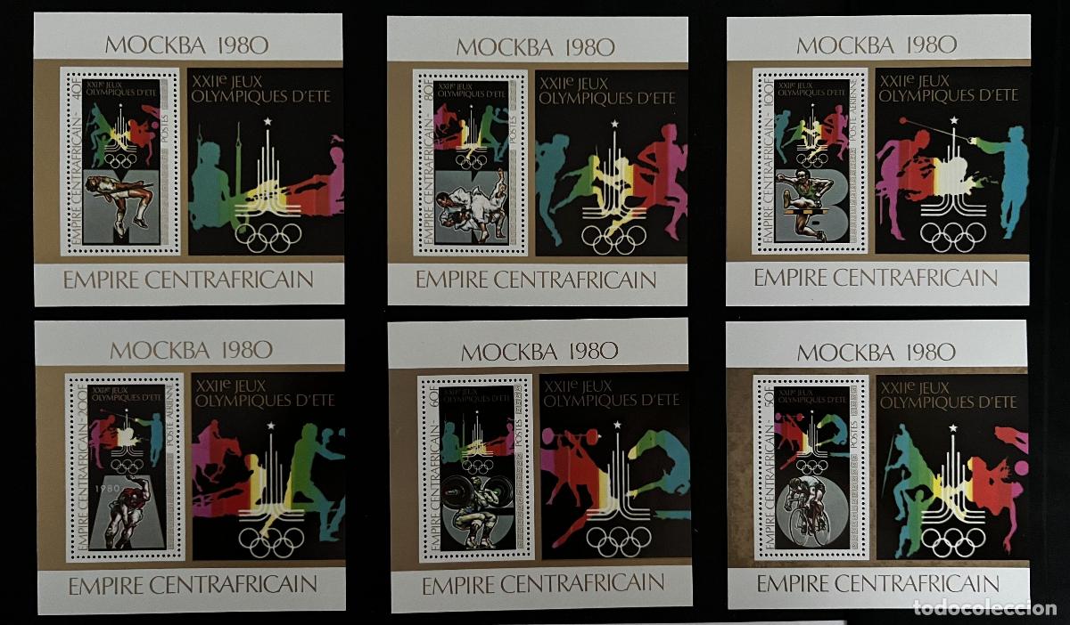 Sellos: Centro&aacute;frica 1979 Mi. Bl. 615-620A JO Mosc&uacute; 1980 Ol&iacute;mpicos deporte