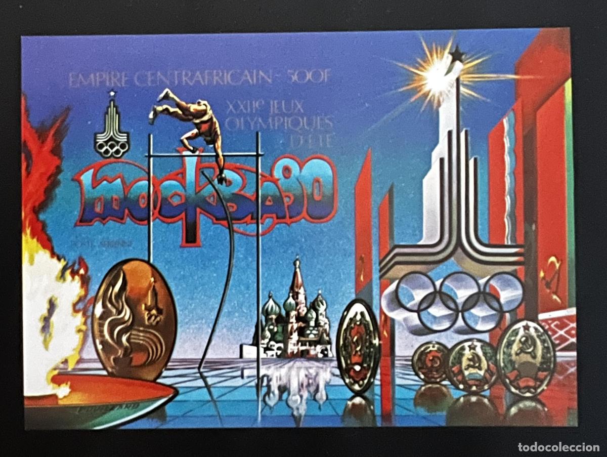 Sellos: Centro&aacute;frica 1979 Mi. Bl. 58B ND JJ.OO. Mosc&uacute; 1980 salto con p&eacute;rtiga
