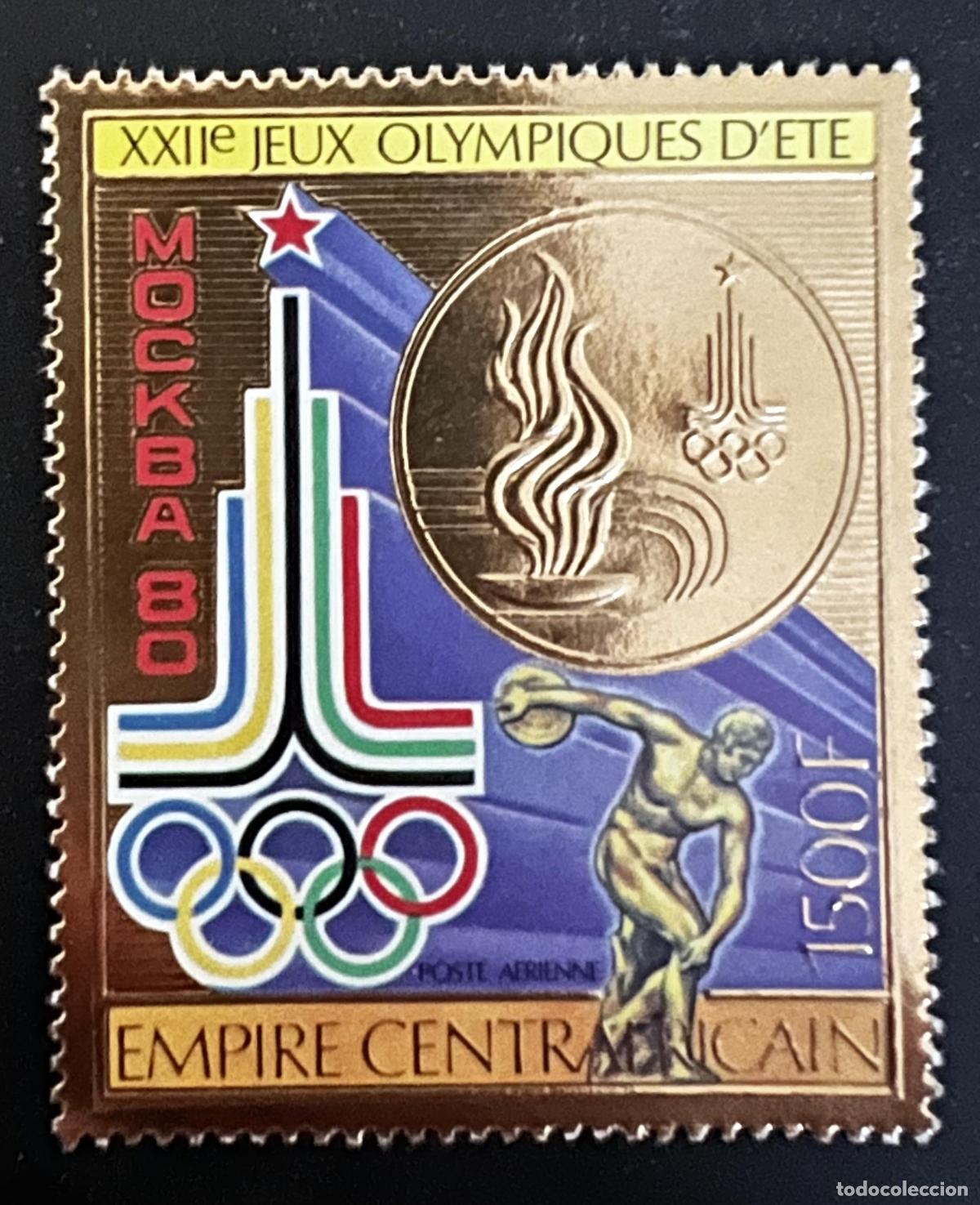 Sellos: Imperio Centroafricano 1979 Mi. 622 Juegos Ol&iacute;mpicos Mosc&uacute; 1980 oro
