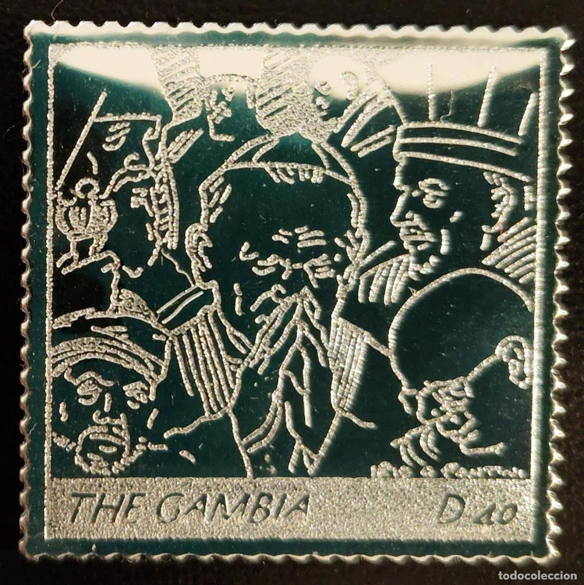Sellos: Gambia 1985 Mi. 599 plata Adoraci&oacute;n Reyes Magos Navidad pintura