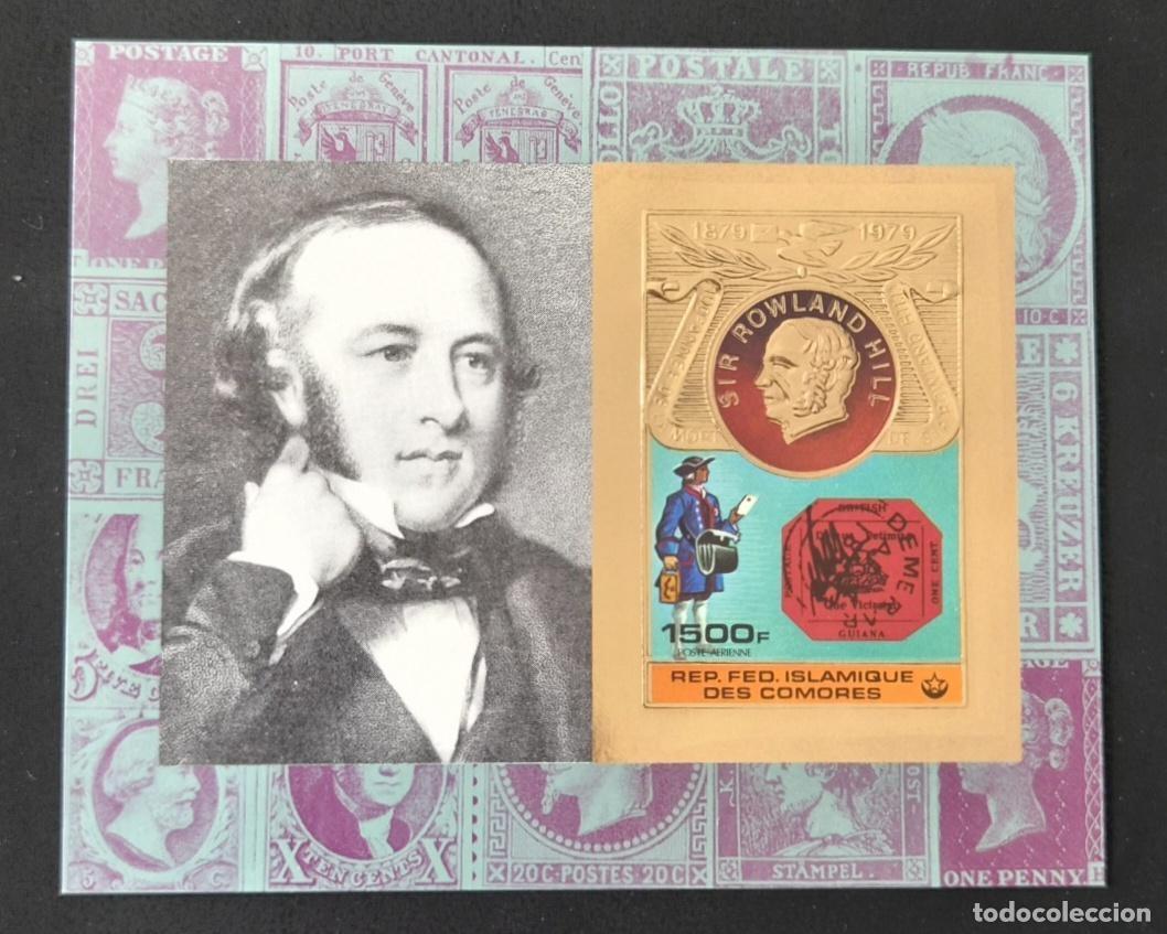 Sellos: Comoras 1979 Mi. 501B ND Sir Rowland Hill historia postal cartero