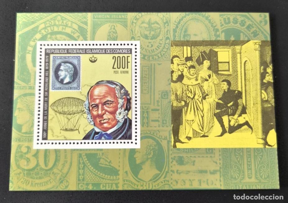 Sellos: Comoras 1978 Mi. Bl. 196 Sir Rowland Hill historia postal globo