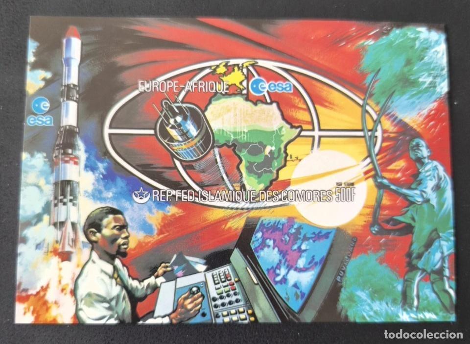 Sellos: Comoras 1982 Mi. Bl. 183B ND espacio ESA sat&eacute;lite cohete Ariane &Aacute;frica