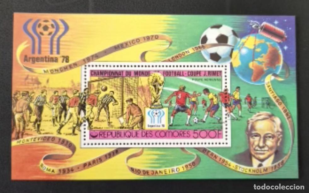 Sellos: Comoras 1978 Mi. Bl. 116 F&uacute;tbol Argentina 78 Copa Jules Rimet