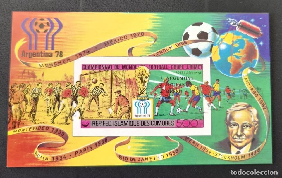 Sellos: Comoras 1978 Mi. Bl. 174 aB ND F&uacute;tbol Argentina 78 Copa Rimet