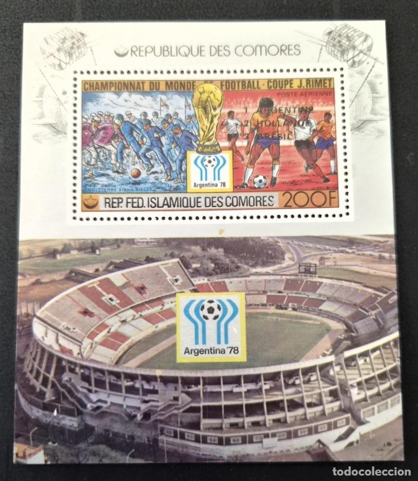Selos: Comoras 1978 Mi. Bl. 179 F&uacute;tbol Copa del Mundo Argentina 78 Estadio