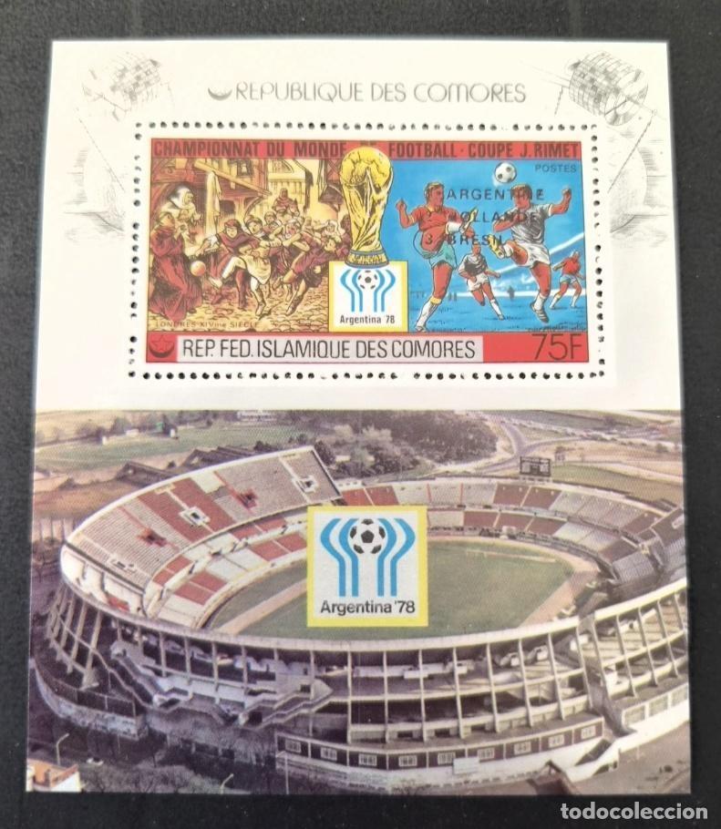 Selos: Comoras 1978 Mi. Bl. 177 F&uacute;tbol Argentina 78 Copa Rimet estadio