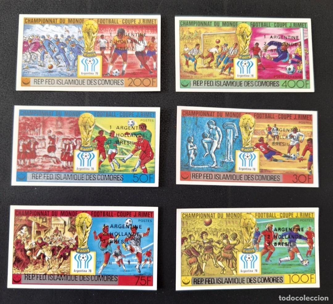 Selos: Comoras 1978 Mi. 478-483 sobrecargado ND f&uacute;tbol Copa Mundial Argentina