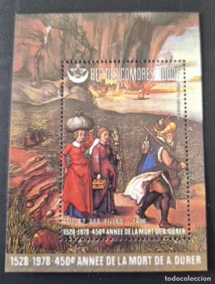 Selos: Comoras 1978 Mi. Bl. 166 Albrecht D&uuml;rer Lot y sus hijas pintura arte