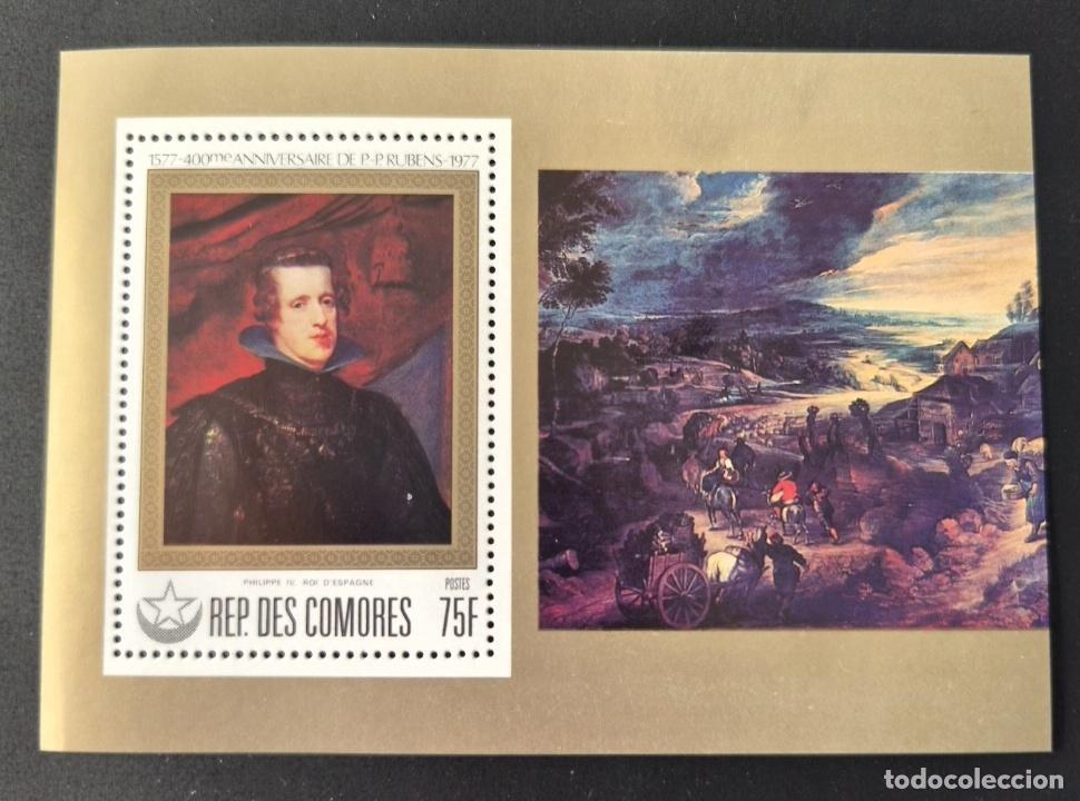 Briefmarken: Comoras 1977 Mi. Bl. 163 Rubens Felipe IV pintura barroca arte