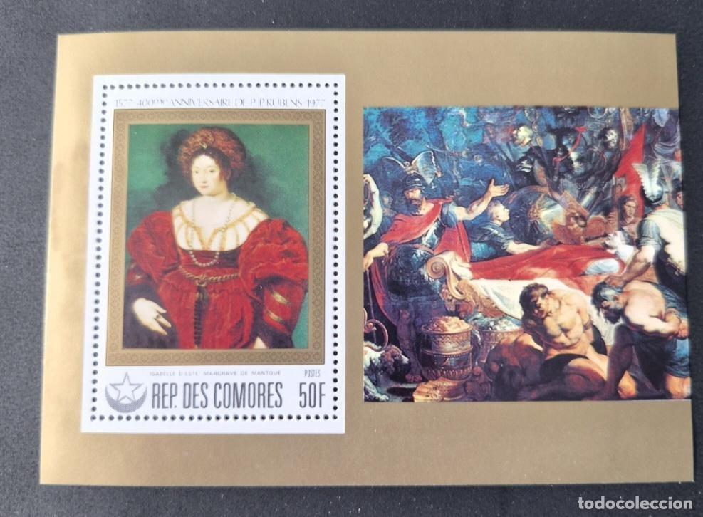 Sellos: Comoras 1977 Mi. Bl. 162 Rubens Isabel de Este pintura barroca