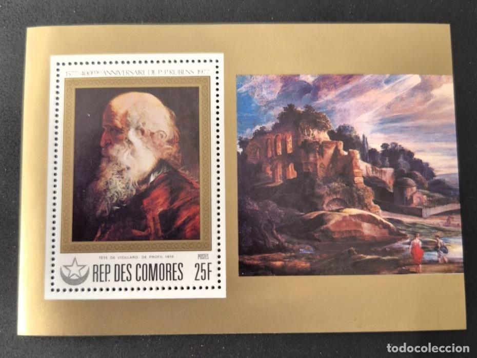 Sellos: Comoras 1977 Mi. Bl. 160 Rubens pintura retrato anciano paisaje