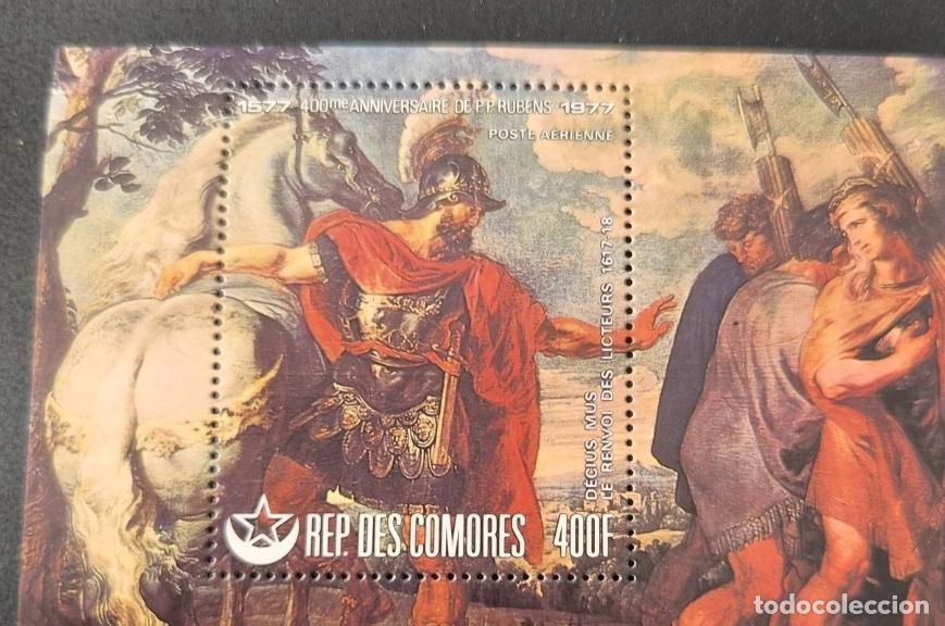 Sellos: Comoras 1977 Mi. Bl. 156 Rubens Decius Mus pintura barroca caballo
