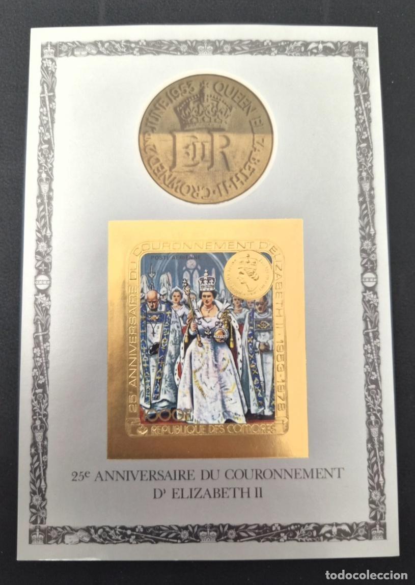 Sellos: Comoras 1978 Mi. Bl. 146 ND coronaci&oacute;n Isabel II oro gold