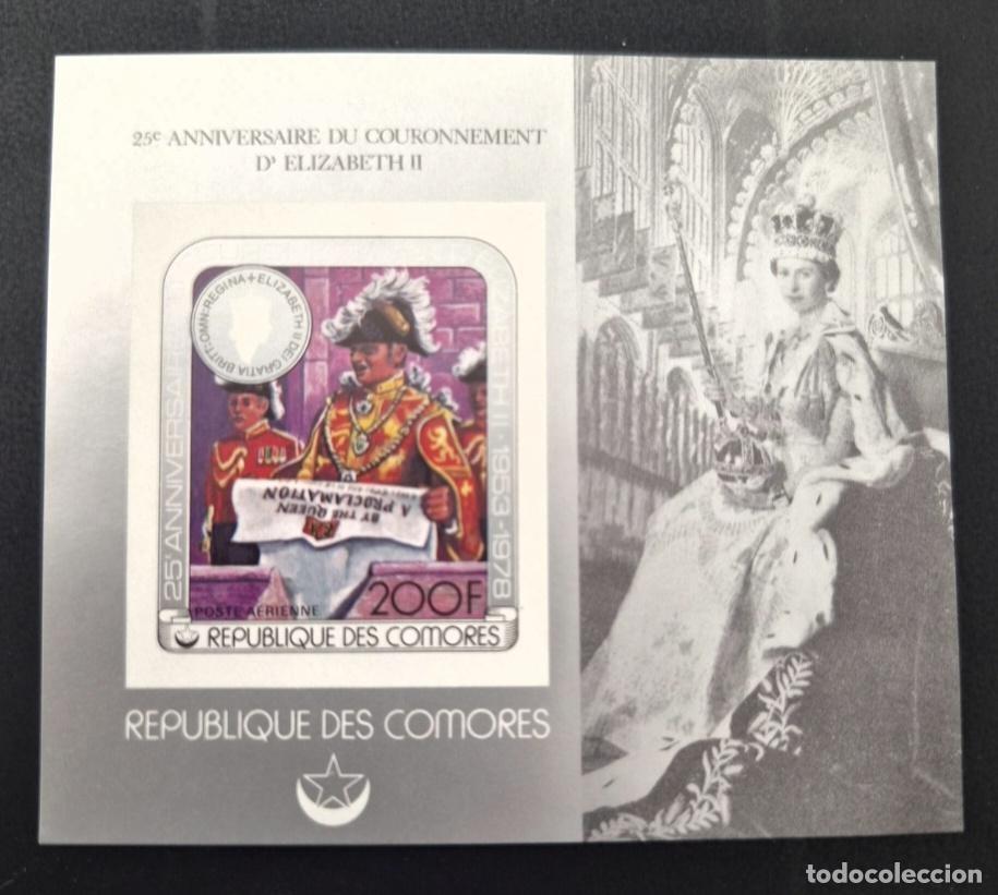 Sellos: Comoras 1978 Mi. Bl. 144 ND coronaci&oacute;n Isabel II realeza
