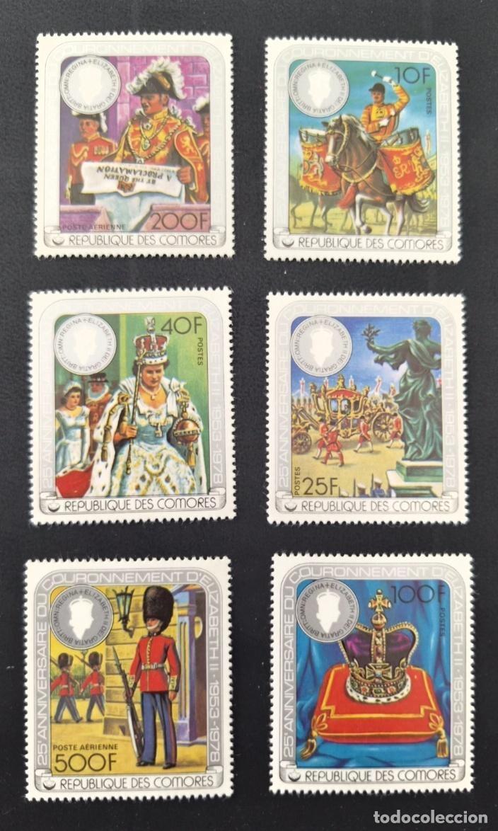 Francobolli: Comoras 1978 Mi. 407-412 Coronaci&oacute;n Isabel II corona guardia