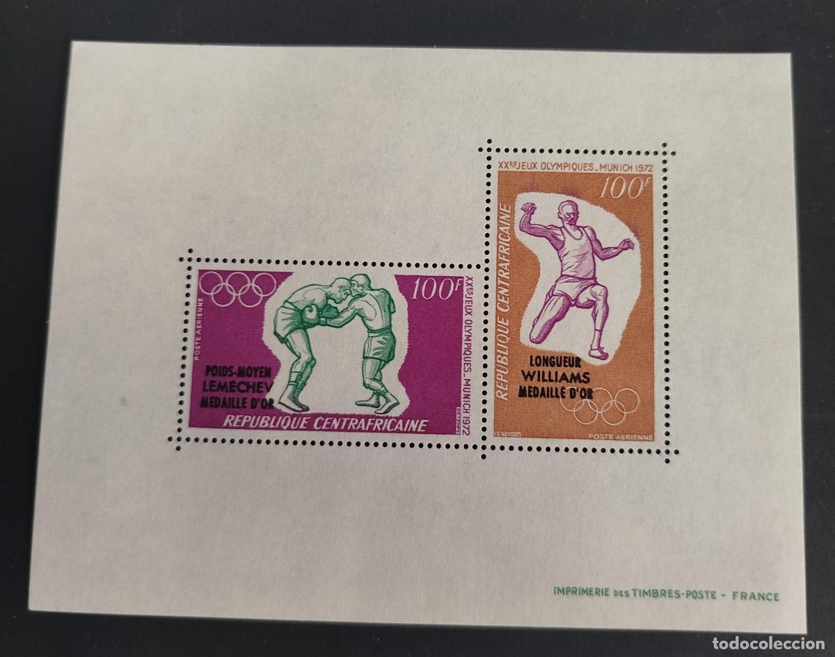 Sellos: Centro&aacute;frica 1972 Mi. Bl. 8 Juegos Ol&iacute;mpicos M&uacute;nich boxeo salto