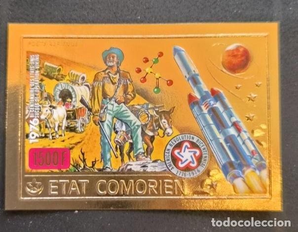 Sellos: Comoras 1976 Mi. 312 ND revoluci&oacute;n americana espacio cohete oro gold