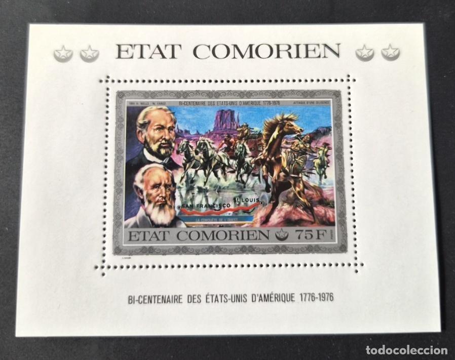 Sellos: Comoras 1976 Mi. Bl. 16 Bicentenario EE.UU. Conquista del Oeste