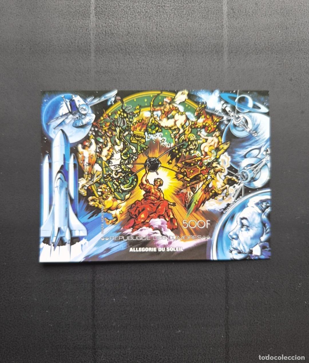 Timbres: Comoras 1977 Mi. 375 ND Alegor&iacute;a del Sol espacio zod&iacute;aco transbordador