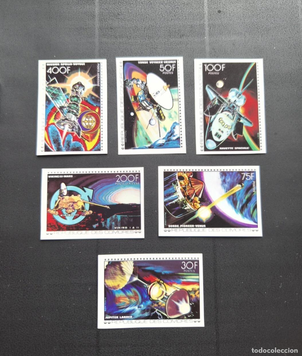 Timbres: Comores 1977 Mi. 369-374 ND espacio Apollo Voyager Viking Pioneer
