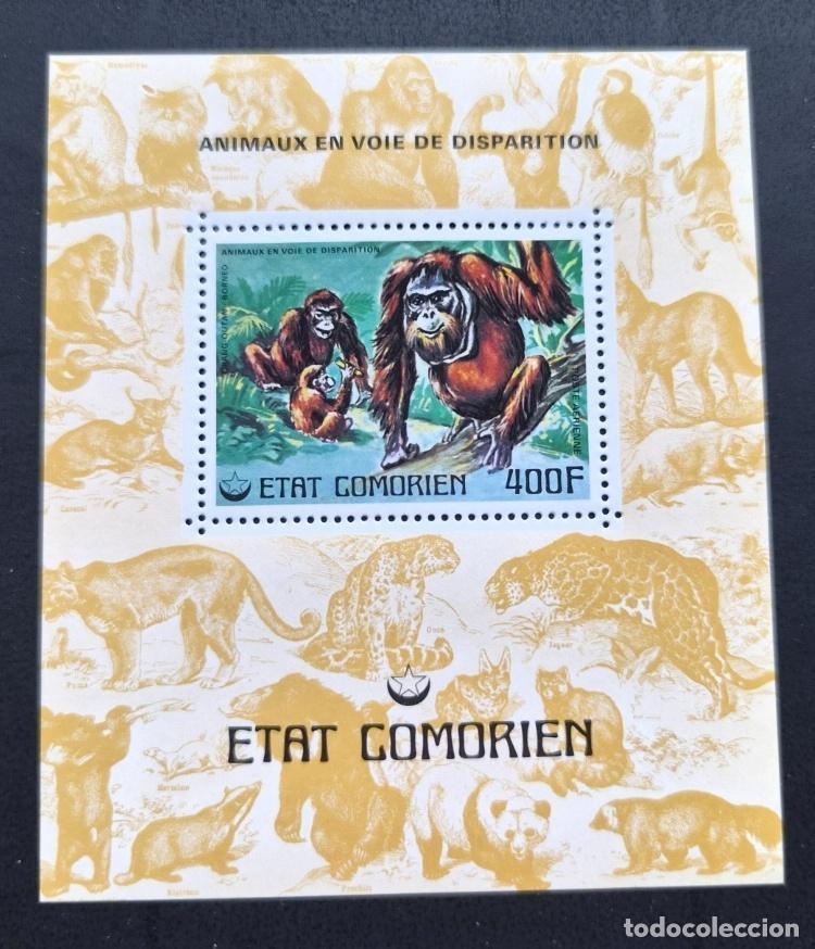 Sellos: Comoras 1977 Mi. Bl. 75 animales en peligro de extinci&oacute;n orangut&aacute;n