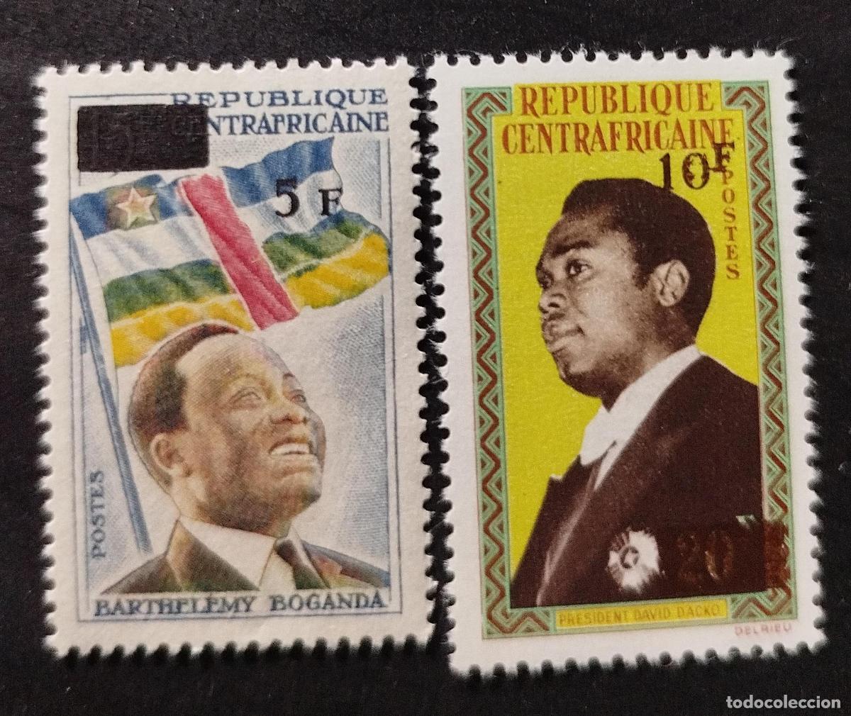 Stamps: Centro&aacute;frica 1965 Mi. 98-100 sobrecargado Boganda Dacko presidentes bandera