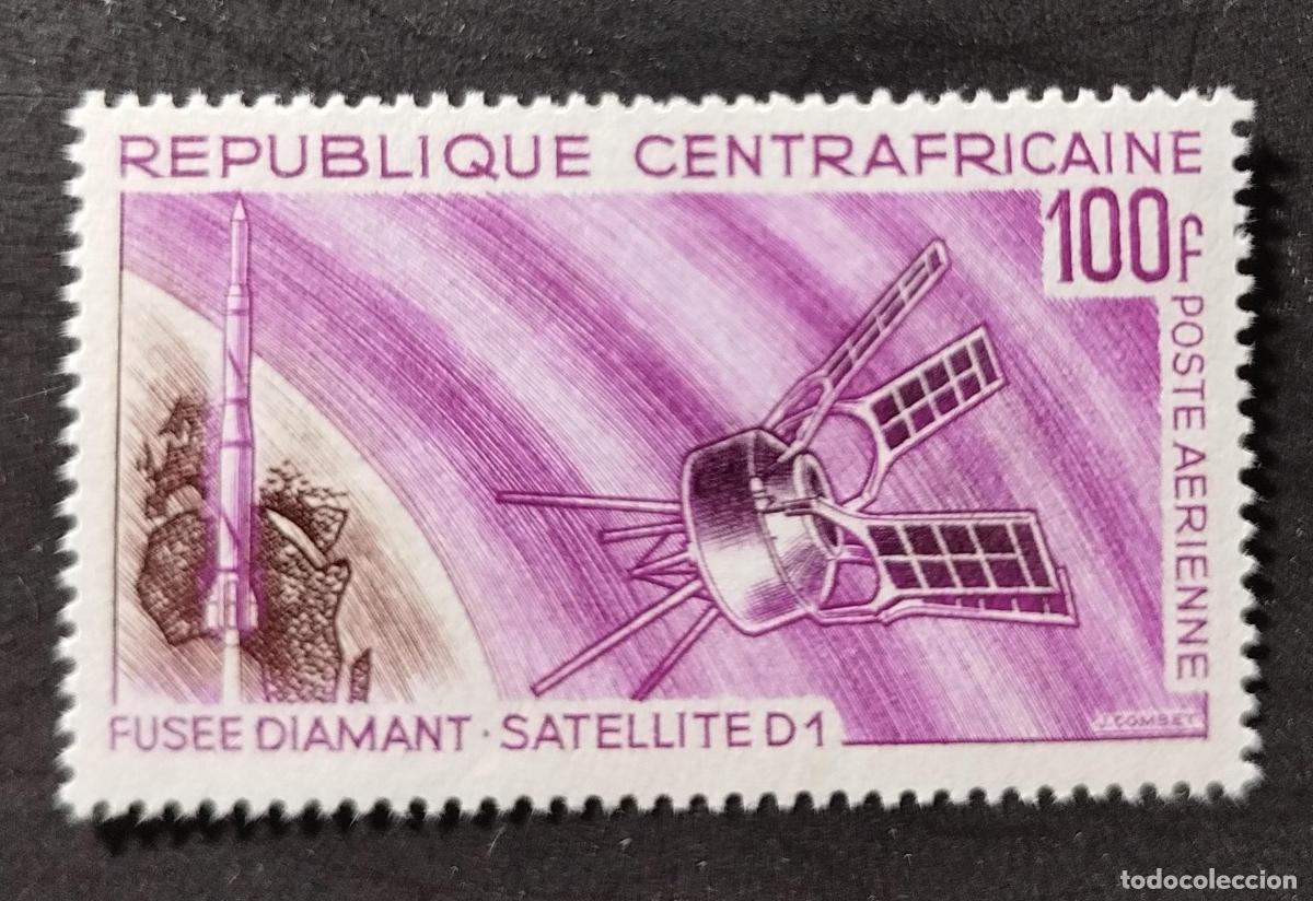 Briefmarken: Centro&aacute;frica 1966 Mi. 119 correo a&eacute;reo cohete Diamant sat&eacute;lite D1