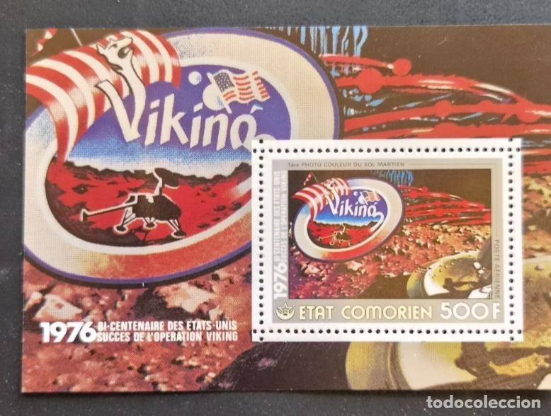 Sellos: Comoras 1976 Mi. Bl. 310 Operaci&oacute;n Viking Marte sonda espacial