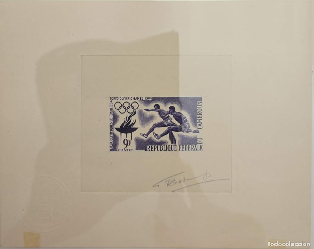 Sellos: MI) 1964 CAMEROON, PROOF DIE, HAND-SIGNED, TOKYO OLYMPIC GAMES