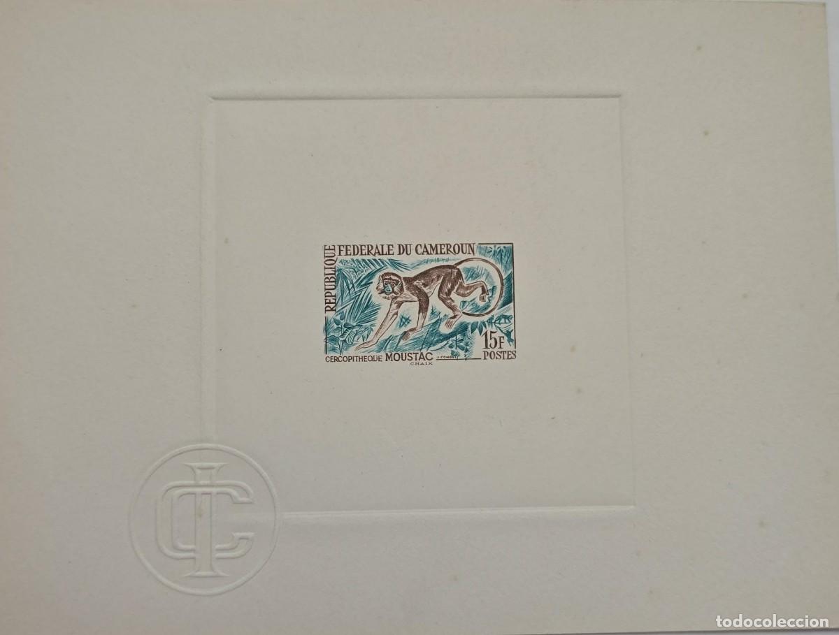 Sellos: MI) 1962 CAMEROON, DELUXE PROOF RETAINING THE RELIEF OF THE PRINTING DIE'S BORDER, LOCAL FAUNA, BLIN