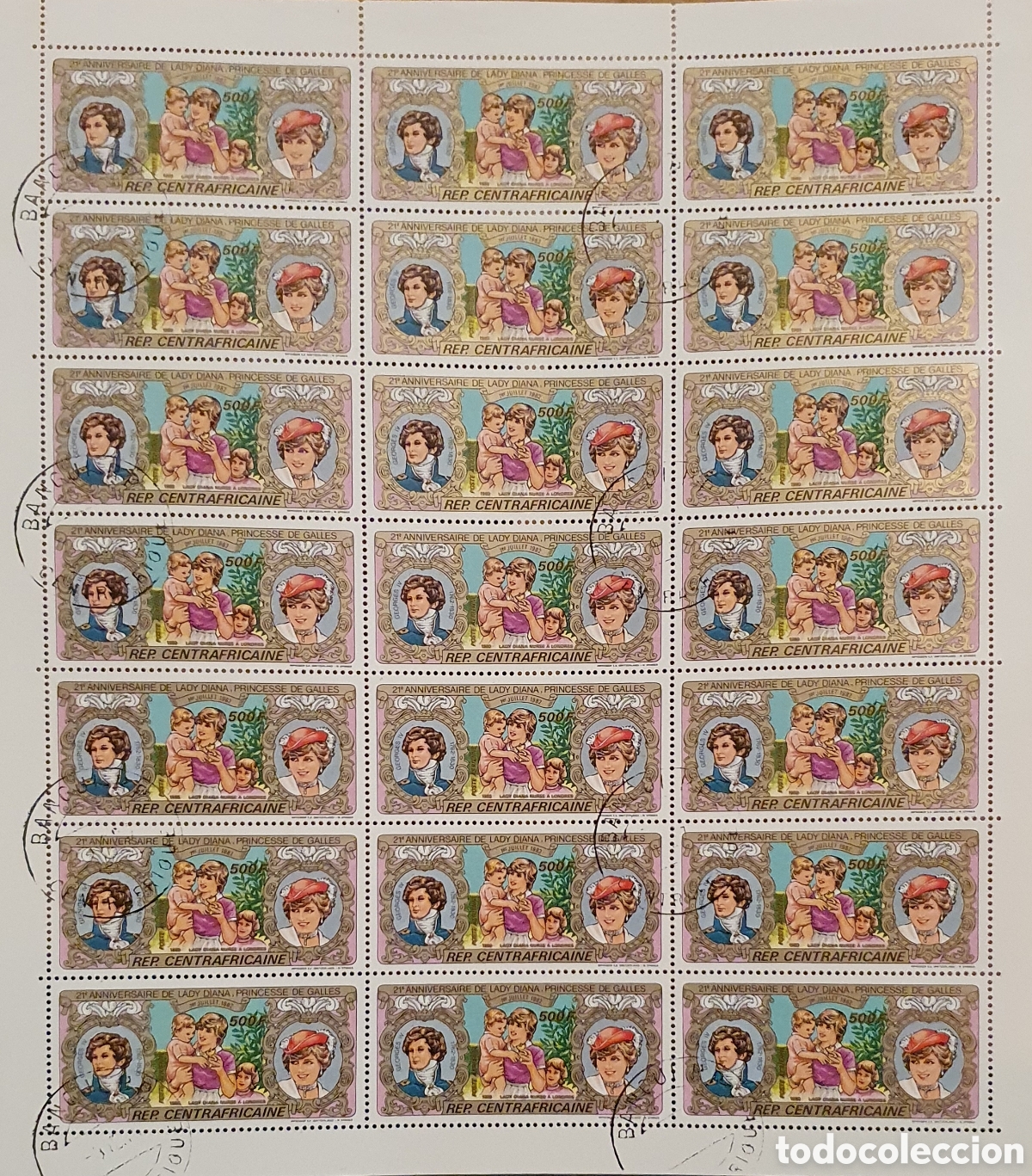 Sellos: Primeras apariciones en sellos de la Princesa Diana. Rep&uacute;blica Centroafricana