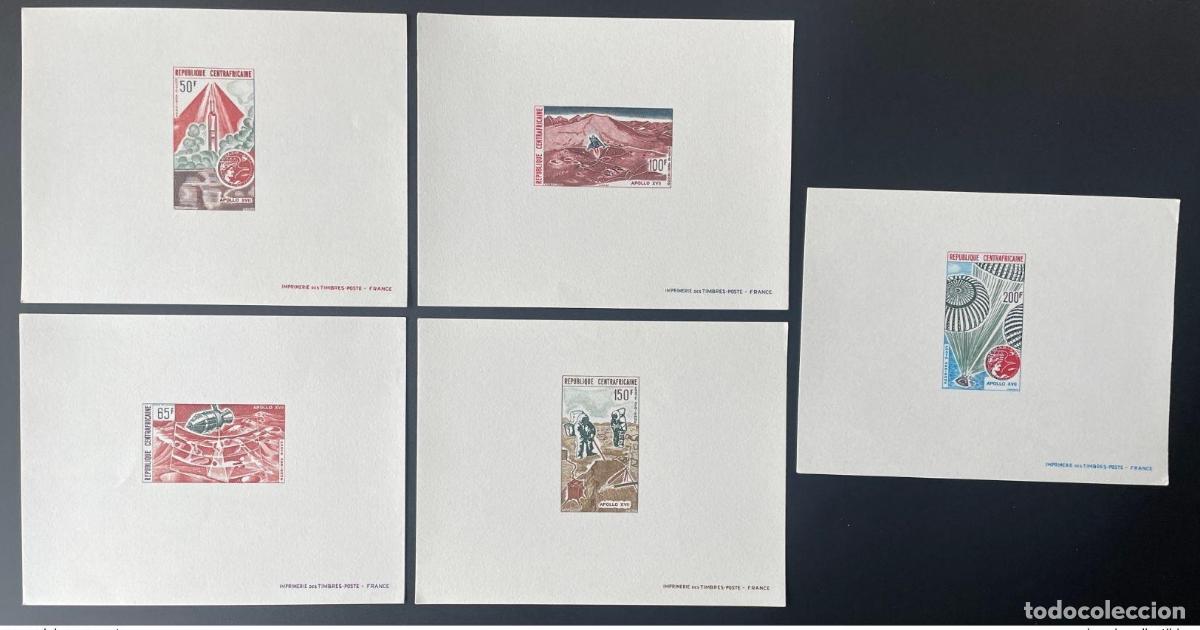 Sellos: Rep&uacute;blica Centroafricana 1973 Mi. 339 - 343 Lujo Proof Apolo 17 XVII Space Moon