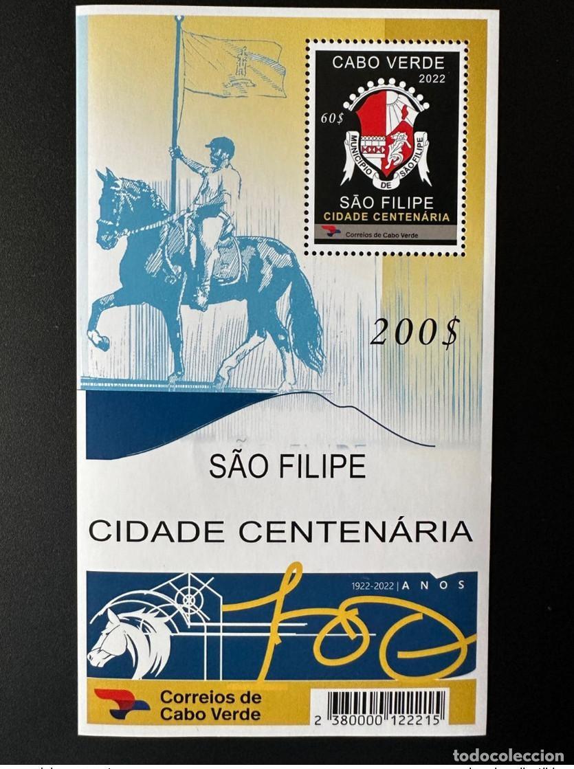 Sellos: Cabo Verde 2022 Mi.? Bloque S/S Sao Filipe Cidade Centenaria Horse 1922 MNH