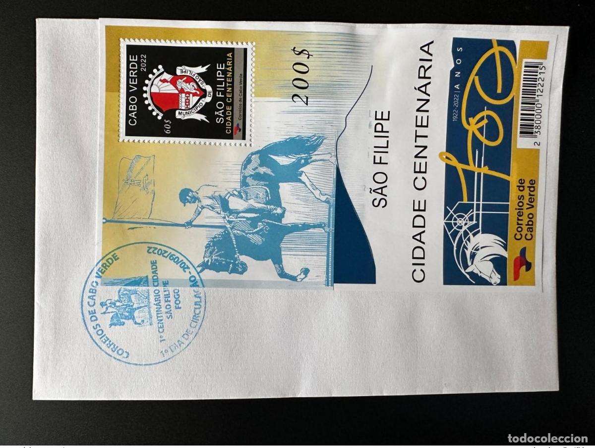 Sellos: Primer d&iacute;a del FDC de Cabo Verde 2022 Mi.? Bloque S/S S&atilde;o Filipe Cidade Cavalo 1922 MNH