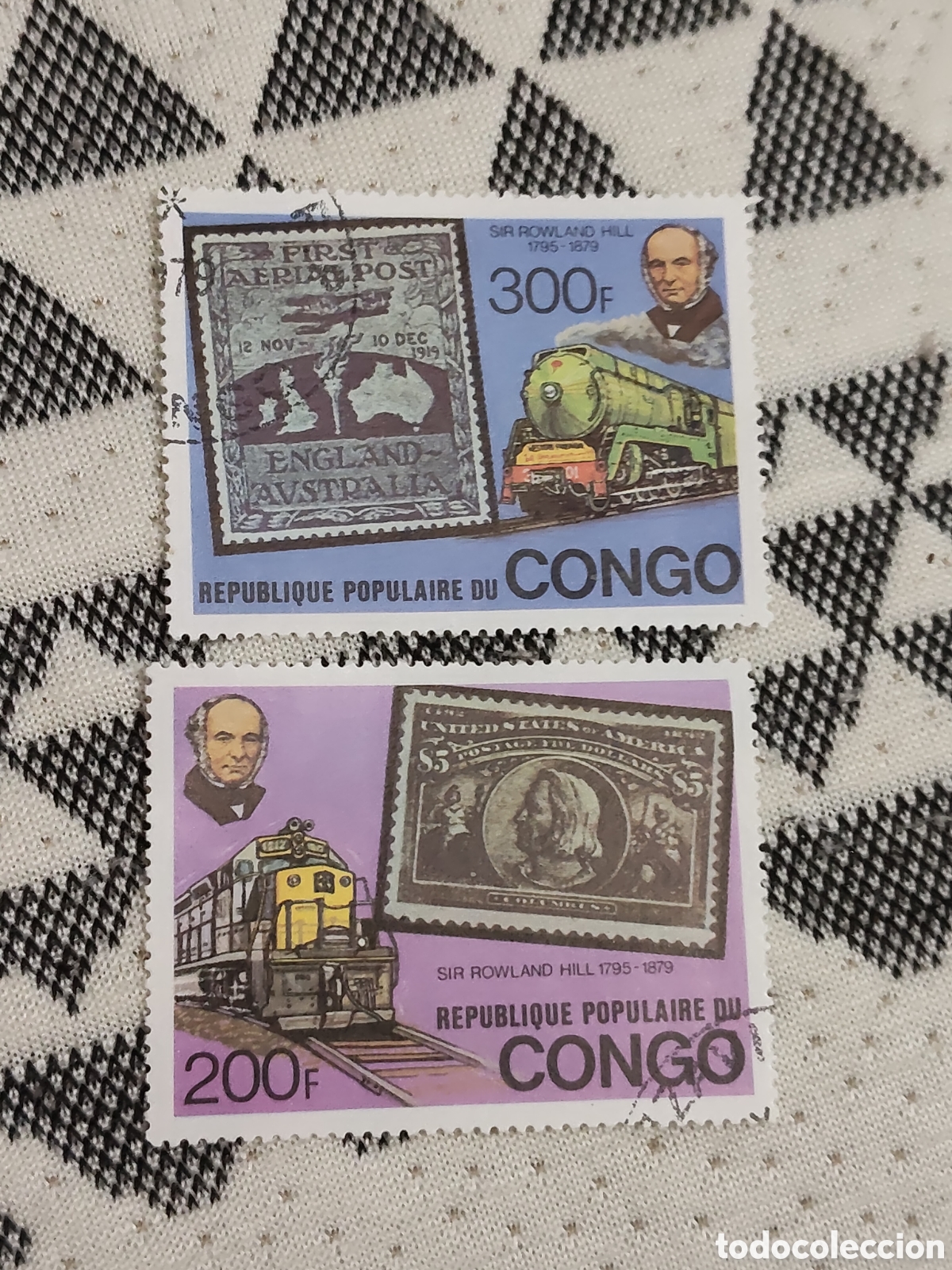 Sellos: 2 Sellos del Congo centenario de la muerte de Sir Rowland Hill 1979 muy buenos