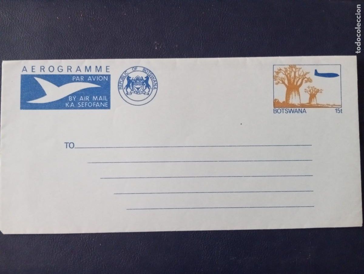 Sellos: AEROGRAMA, BOTSWANA, BAOBABS Y AVI&Oacute;N