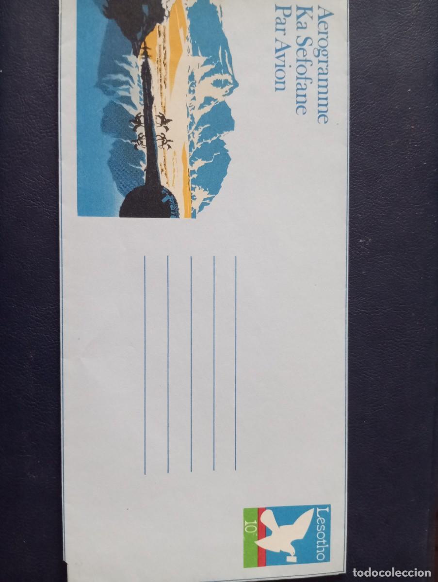 Sellos: AEROGRAMA, LESOTHO, PALOMA DE LA PAZ Y PAISAJE
