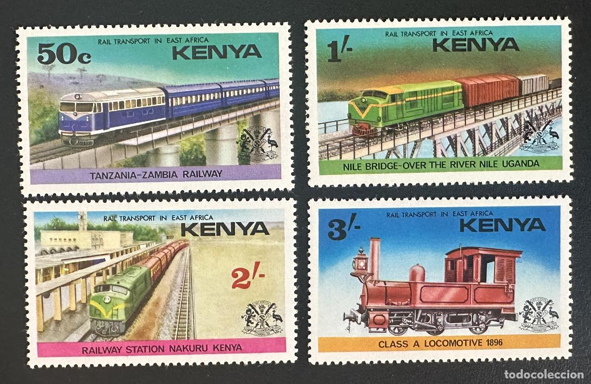 Sellos: Kenia 1976 Mi. 62-65 emisi&oacute;n conjunta transporte ferroviario locomotora