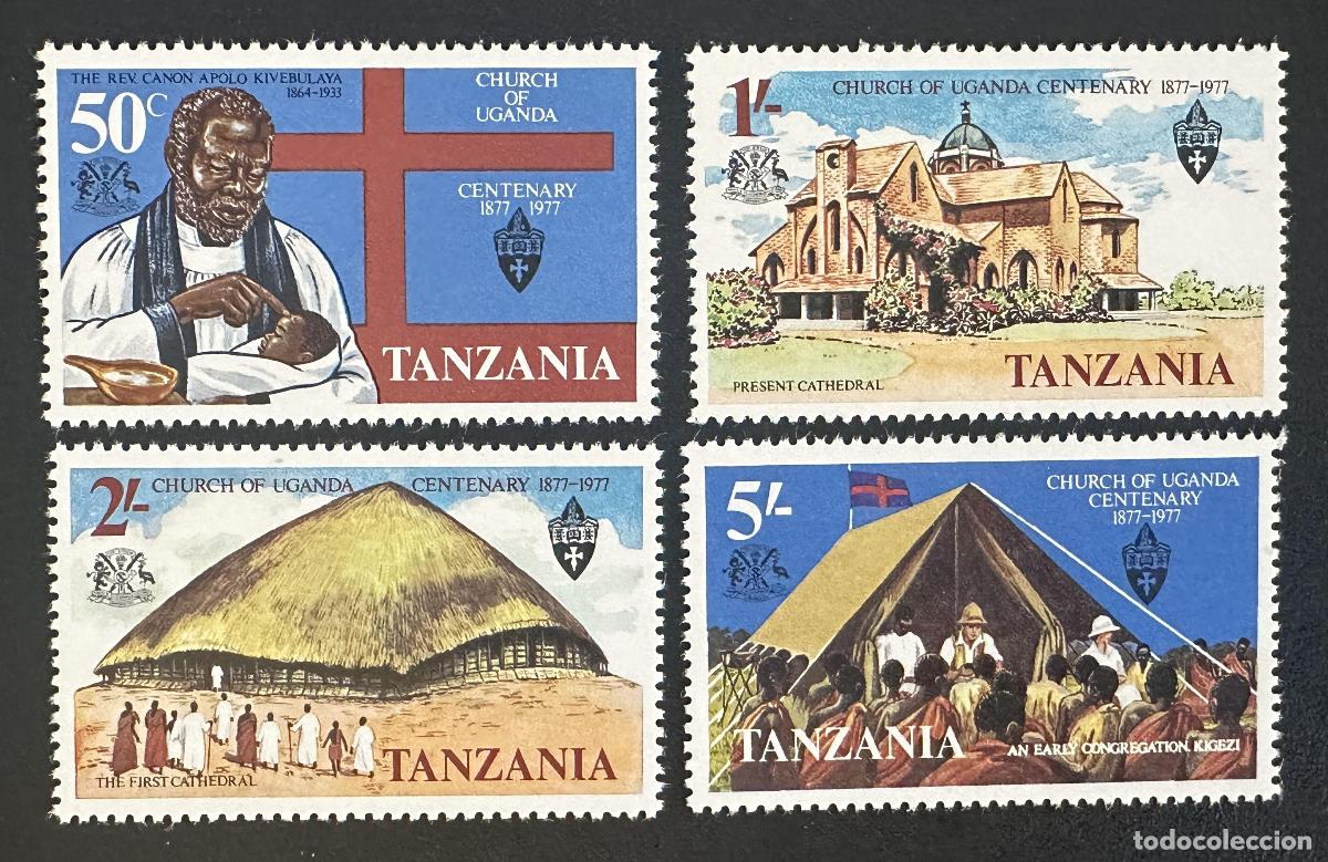 Sellos: Tanzania 1977 Mi. 78-81 emisi&oacute;n conjunta Iglesia Uganda centenario