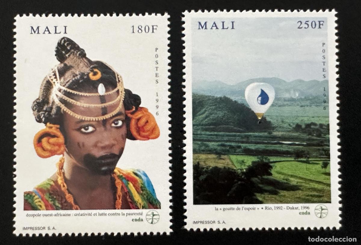 Sellos: Mali 1996 Mi. 1507-1508 emisi&oacute;n com&uacute;n ENDA montgolfi&egrave;re ecopolo