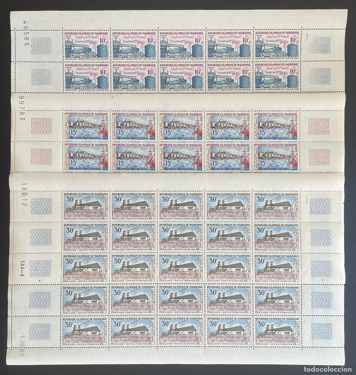 Briefmarken: Mauritania 1969 YT 272-274 planta desalinizaci&oacute;n Ka&eacute;di matadero puerto
