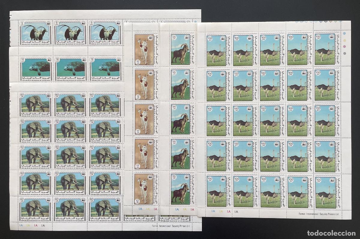 Sellos: Mauritania 1978 YT 386-391 bloc WWF elefante avestruz ant&iacute;lope