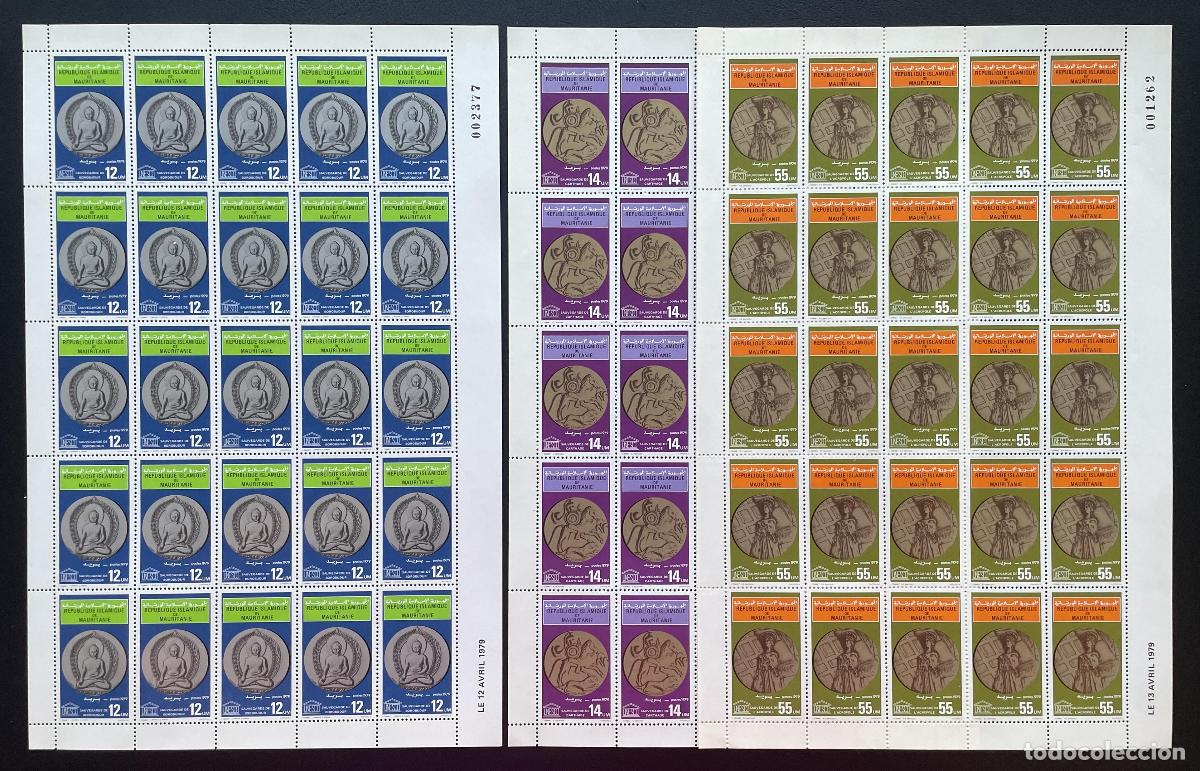 Sellos: Mauritania 1979 YT 415-417 salvaguarda Cartago UNESCO monedas