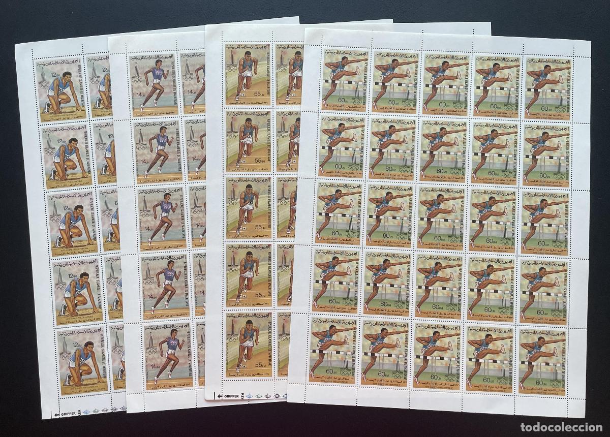Sellos: Mauritania 1979 YT 425-428 bloque Juegos Ol&iacute;mpicos Mosc&uacute; atletismo vallas