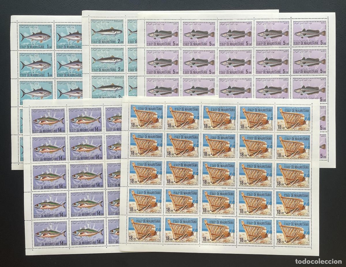 Sellos: Mauritania 1984 YT 541-545 peces pesca mar&iacute;tima barco