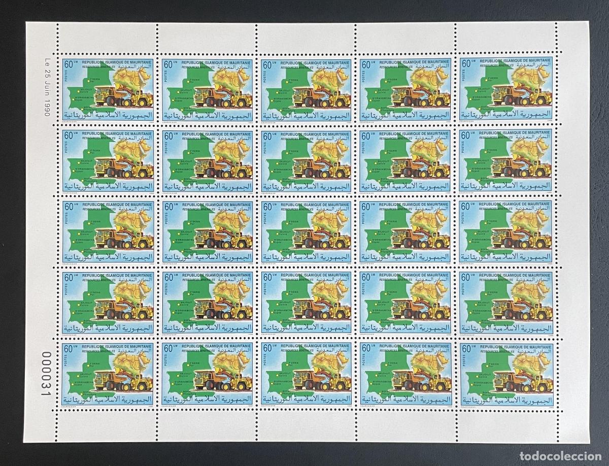 Sellos: Mauritania 1990 YT 635 recursos minerales cami&oacute;n mapa minas
