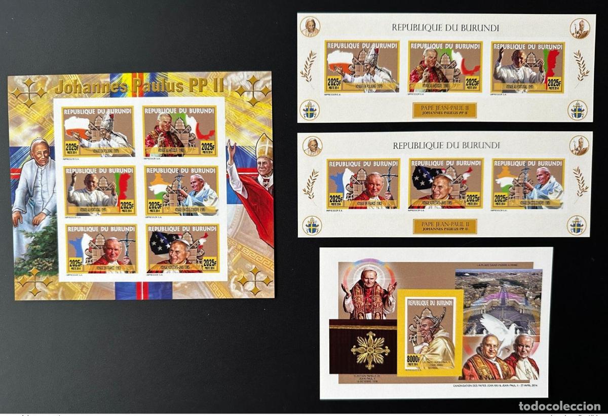 Sellos: Burundi 2014/2015 IMPERF ND Mi. 3506 - 3511 Bl. 519 520 Papa Juan Pablo II