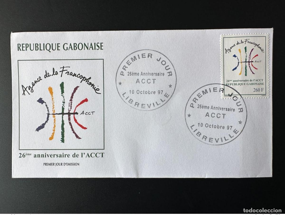 Sellos: Gab&oacute;n 1997/1998 FDC 1er d&iacute;a Mi. 1413 ACCT 26 aniversario &iexcl;RARO!