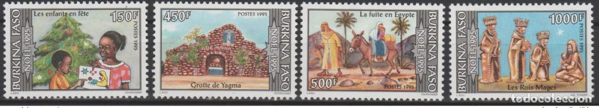 Sellos: Burkina Faso 1995 Mi. 1369 - 1372 Navidad Religi&oacute;n infantil Burro
